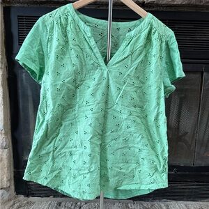 St. John's Bay Light Green Eyelet Women's Blouse